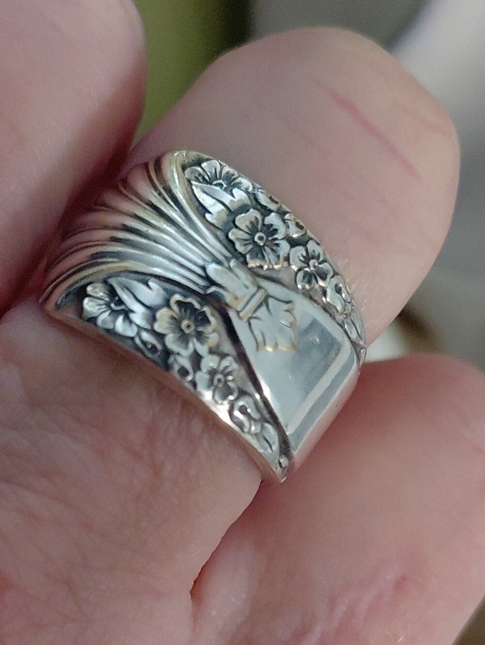 Silver Floral Spoon Ring - Women's Silver Band